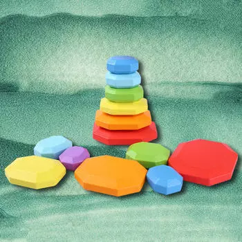 7 шт. деревянных радужных каменных блоков, развивающих, сортирующих, обучающих Монтессори