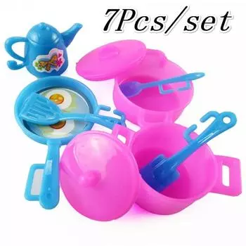 7 шт. детская игровая кухонная утварь, домашняя игрушка, кастрюли, кастрюли, посуда для еды