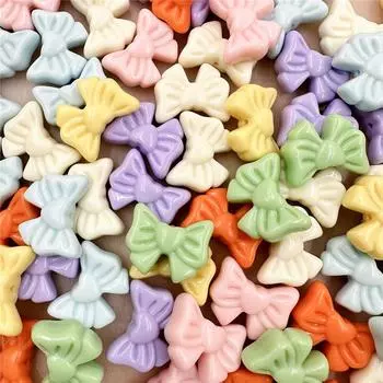 7 шт. для изготовления сережек-браслетов с бантом 22,5*28 мм свободные бусины акриловые однотонные DIY ювелирные аксессуары сердце материалы из бисера ювелирные изделия разноцветный