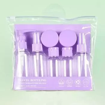 7 шт. Дорожная сумка для бутылок, набор для мытья, макияж, шампунь, гель для тела, портативный продукт по уходу за кожей, крем для рук, многоразовый флакон-спрей для лосьона фиолетовый