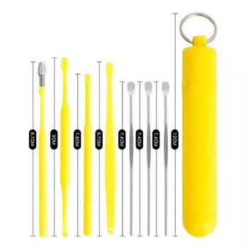 7 шт. Инструмент для удаления ушной серы, ложка для чистки ушей, инструмент для ухода за ушами жёлтый
