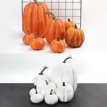 7 шт. искусственные тыквы украшения дома с большими пенопластовыми тыквами для сбора урожая тыквы украшения своими руками Хэллоуин ремесло белый