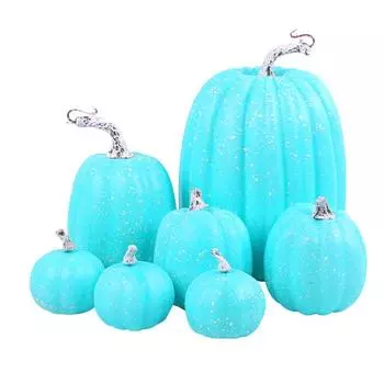 7 шт. искусственных тыкв, осенняя фигурка тыквы из искусственной пены на День благодарения, осенний домашний настольный декор, украшение для фермерского дома, урожая белый