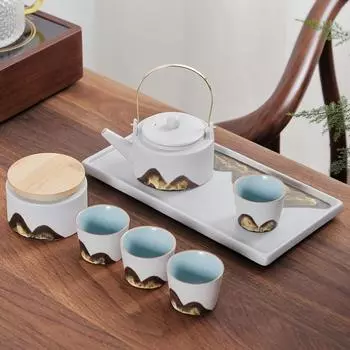 7 шт. керамический набор подарочных коробок для чая, чайная чашка, чайник, поднос для чая, инструменты для приготовления чая на открытом воздухе, портативный чайный сервиз, подарок для друзей, украшения для дома, праздничные подарки для Te