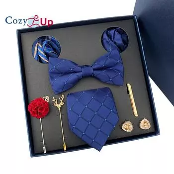 7 шт. классический мужской галстук в полоску с узором пейсли для мужчин, нагрудный квадратный галстук-бабочка, брошь-манжета, подарочная коробка на день отца