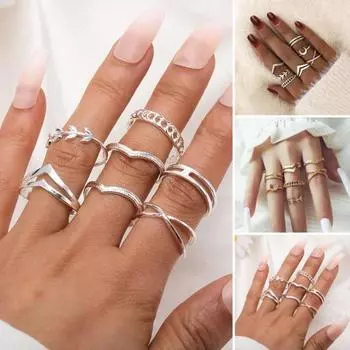 7 шт. кольца на костяшки пальцев для женщин девочек-подростков, золотые твисты, лунный лист, двойные многослойные кольца с перекрестием, штабелируемые кольца на дни рождения, юбилеи