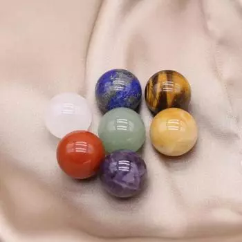 7 шт./компл., 16 мм, натуральный драгоценный камень Ши-Ин, хрустальный шар-чакра, камень, декоративные украшения из бисера «сделай сам», аксессуары для ювелирных изделий. 7pcs