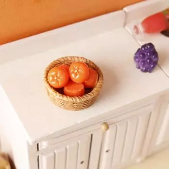 7 шт./компл. 1:12 миниатюрных игрушек для кукольного домика, набор корзинок с мандаринами, мини-еда, модель корзины с апельсинами и фруктами, кухонный декор, игрушки