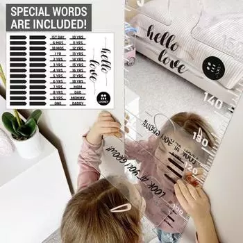 7 шт./компл. акриловое зеркало для детей, таблица роста, детская комната, детская спальня, для мальчиков и девочек, настенная линейка для измерения высоты Sets