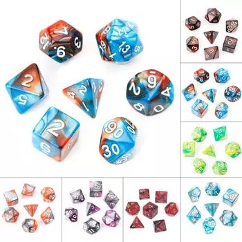 7 шт./компл. акриловые D12 D20 для TRPG DND D4 D6 D8 D10 многогранные игральные кости DND настольная игра в кости