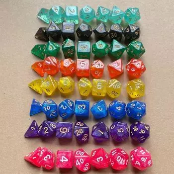 7 шт./компл. акриловые D4 D6 D8 D10 7-Die DND игральные кости многогранные игральные кости настольная игра игровые кости