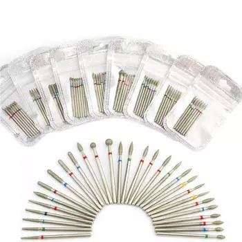 7 шт./компл. алмазные сверла для ногтей, вращающиеся электрические фрезы для педикюра, маникюра, пилочки для кутикулы, инструменты для ногтей, аксессуары 01