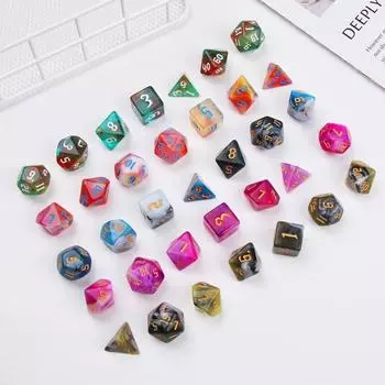 7 шт./компл. D4 D6 D8 D10 D12 D20 многогранная игрушка многогранный набор кубиков игровой аксессуар блестящие кубики