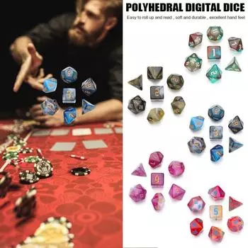 7 шт./компл. D4 D6 D8 D10 D12 D20 многосторонняя игрушка игровой аксессуар набор кубиков блестящие кубики