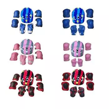 7 шт./компл. детский защитный шлем для катания на роликах для мальчиков и девочек, наколенники, налокотники, детский защитный шлем для езды на велосипеде, скутере