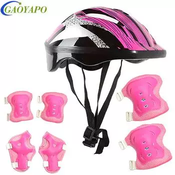 7 шт./компл. детский защитный шлем для катания на роликах, наколенники, налокотники, детский защитный шлем для катания на велосипеде, скейтборде, самокате, спортзале светло-синий