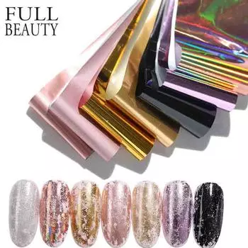 7 шт./компл. DIY фольга для ногтей розовое золото шампанское наклейки для переноса ногтей украшения для маникюра 7Pcs/Set