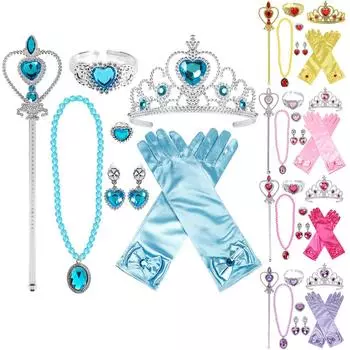 7 шт./компл. комплект ожерелья принцессы «Любовь» для девочек, ювелирные изделия принцессы, детское персиковое сердце с бриллиантовой короной, палочка One Size фиолетовый