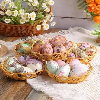 7 шт./компл. красочные окрашенные в виде кролика пластиковые пасхальные яйца с корзиной подвесной кулон DIY пасхальные яйца поделки домашние принадлежности для пасхальных вечеринок E