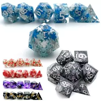 7 шт./компл. креативный D6 D8 D10 D12 D20 подарок из смолы многогранные настольные игры аксессуары набор кубиков