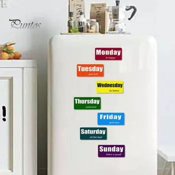 7 шт./компл. магнит на холодильник с днями недели, красочный будний день, выходные, магнитный указатель даты, белая доска, магнит на холодильник, украшение для дома и офиса Sets