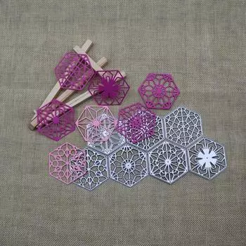7 шт./компл. металлические трафареты для скрапбукинга, серебристые шестигранные цветы, рамка для тиснения, рождественские высечки, трафарет для изготовления карт