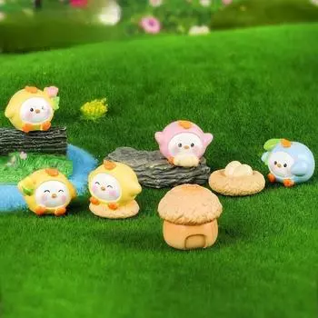 7 шт./компл., миниатюрные миниатюры с изображением цыпленка, поделки из смолы, сделай сам, настольные маленькие украшения, сказочное украшение для сада, микропейзаж 1-3cm разноцветный