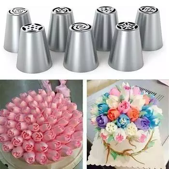 7 шт./компл., насадка для насадки для глазури в виде русского листа и цветка, наконечники для торта, декор, инструменты для выпечки