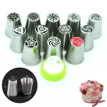 7 шт./компл. насадки для выпечки из нержавеющей стали, инструменты для украшения торта, насадки для глазури, кондитерские изделия для кексов 7pcs серебряный
