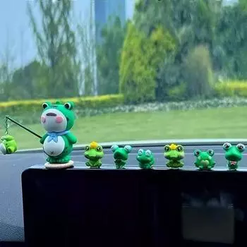 7 шт./компл. Одинокая лягушка, автомобильные аксессуары, мультяшный автомобиль, центральная консоль, украшение, офисный стол, компьютер, экран, кукла, подарок зелёный