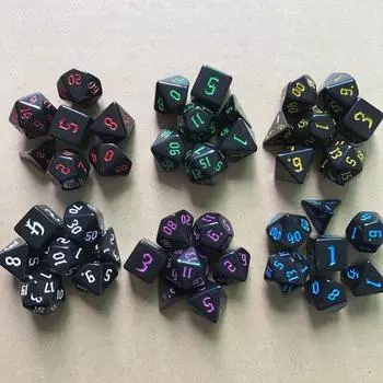 7 шт./компл., подарочные D4 D6 D8 D10, 7-мерные многогранные игральные кости, игральные кости DND, настольная игра в кости