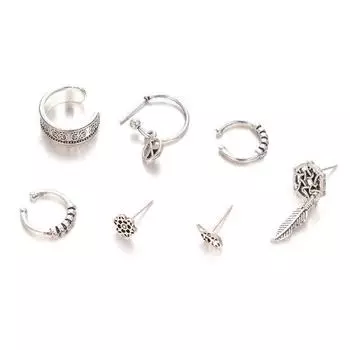 7 шт./компл. серьги-гвоздики «Ловец снов» в форме листа, серьги-гвоздики для женщин, винтажные ювелирные изделия, подарок