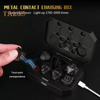 7 шт./компл. светодиодные светящиеся игральные кости Type-C перезаряжаемые RGB светящиеся многогранные игральные кости D4 D6 D8 D10 D12 D20 мигающие игральные кости для взрослых семейная вечеринка настольная игра B