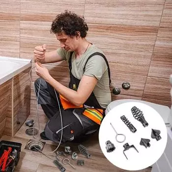 7 шт./компл. Трубопроводный земснаряд, простой в установке, разборке, набор для прочистки дренажных труб, шнек для дренажных труб