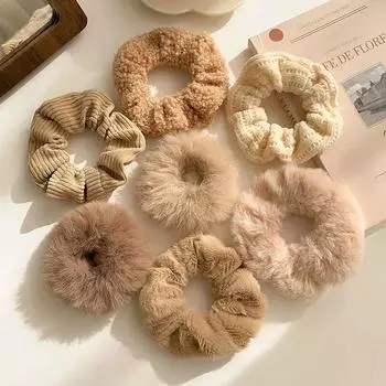 7 шт./компл., женские резинки для волос, бархатная эластичная лента для волос для девочек, держатель для хвоста, резинки для волос, женские аксессуары для волос кофейный