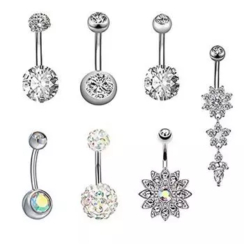 7 шт./компл. Женское круглое цветочное подвесное кольцо-штанга для пупка