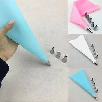 7 шт./комплект силиконовых кухонных принадлежностей кондитерский мешок для глазури и крема + набор из 6 насадок из нержавеющей стали ADM зелёный