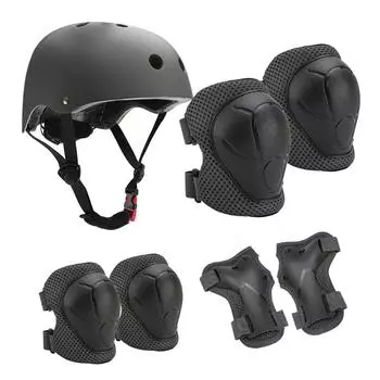 7 шт. комплект защитного снаряжения для детей, шлем для катания на роликовых коньках, налокотники на запястья, наколенники для мальчиков и девочек, велосипед розовый