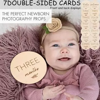 7 шт. красивых ежемесячных карточек с вехами развития ребенка - идеальные деревянные диски для очаровательных фотографий вех развития вашего новорожденного мальчика/девочки