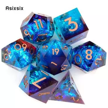 7 шт. красные, синие смоляные золотые кубики с острыми краями, многогранные кубики, подходящие для ролевой игры, настольной игры, карточной игры разноцветный
