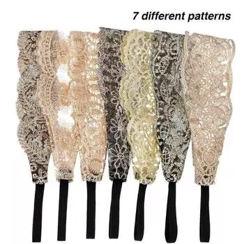 7 шт., кружевные повязки на голову для женщин и девочек, эластичная повязка на голову, элегантная широкая повязка на голову, аксессуары для тюрбана для волос One Size