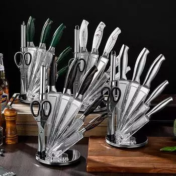 7 шт. кухонный нож имитация мрамора с полой ручкой нож для нарезки нож шеф-повара нож для хлеба нож для мяса нож для очистки