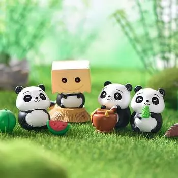 7 шт., кукольный домик, украшения из смолы, серия «Панда», микро-ландшафт, садоводство, сделай сам, аксессуары для ландшафтного дизайна, озорные и милые маленькие украшения a set (7pcs)