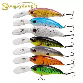 7 шт./лот, 5 дюймов, 10 г, жесткие рыболовные приманки, воблеры, плавающие воблеры 1,8-3,9 м, лучшая жесткая приманка 7Pcs