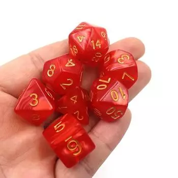 7 шт./лот красные золотые многогранные игральные кости 20 гранные D4 D6 D8 D10 D12 D% D20 настольная игра цифровые игральные кости для настольной игры TRPG набор игральных костей