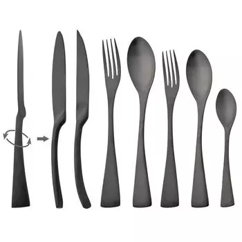 7 шт. матовый черный набор столовых приборов из нержавеющей стали 304, набор столовых приборов, серебро, нож для стейка, десертная вилка, ложка, посуда серебряный