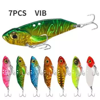 7 шт. металлическая приманка для рыбы VIB, блестящая приманка для рыбы 7g