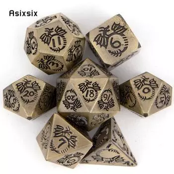 7 шт. металлические игральные кости желтого дракона, набор твердых металлических многогранных кубиков, подходящий для ролевой ролевой игры, настольной игры, карточной игры VariantValue