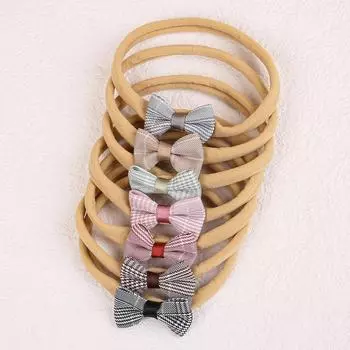 7 шт. Мини тканевые банты для волос Нейлоновая повязка на голову Мягкие эластичные резинки для волос Повязки на голову для маленьких девочек Аксессуары для волос для младенцев, малышей и детей