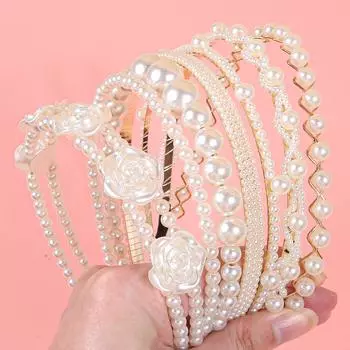 7 шт. Модные жемчужные повязки на голову для девочек, женщин, жемчужные повязки для волос, повязка на голову, детские, для девочек, женщин, жемчужные аксессуары для волос